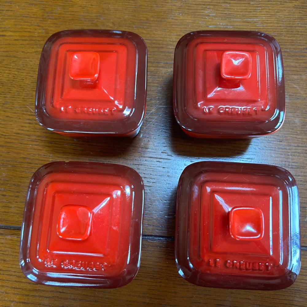 Le Creuset Red Square Mini Cocottes Set of Four.